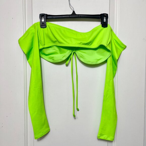 SKIMS Swim Long Sleeve Bikini Top in Neon Green Size M - Picture 5 of 8